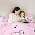 thumbnail image 5 of Homewish Graffiti Loves Pattern Bedding Comforter Set,Happy Valentine'S Day Twin Comforter Sets,Pink Black Bedding Set For Girls Kids,Super Cozy Room Decor Reversible,2 Pieces, 5 of 8
