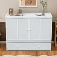 thumbnail image 2 of Aukfa Queen Size Murphy Bed with Charging Station, Cabinet Bed with Storage Drawers for Home/Office/Small Room, Queen Foldable Platform Bed, White, 2 of 8