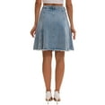 thumbnail image 3 of INSPIRE CHIC Women's Denim Skirt A Line High Waist Flared Raw Hem with Pockets Casual Jean Skirts M Light Gary Blue, 3 of 6