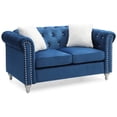 thumbnail image 2 of Contemporary Home Living Tufted Velvet 2-Seater Sofa with Throw Pillows - 60" - Blue, 2 of 6