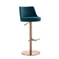 thumbnail image 4 of Carter Barstool, Adjustable Height, Swivel, Blue Velvet Seat, Rose Gold base, 4 of 5