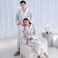 thumbnail image 4 of WZXFASHION Women's Fleece Robe Long Warm Plush Bathrobe Fuzzy House Coat Pattern WomenRobes Grey XL, 4 of 6