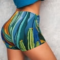thumbnail image 4 of Easygdp Bright Paper Cactus Scene Yoga Shorts with Pockets for Women,Women's Biker Shorts Workout Gym Running Volleyball,Tummy Control-Medium, 4 of 8
