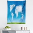 thumbnail image 1 of World Map Tapestry, Graphic Design of Shaped Clouds in the Sky with Colors Nature Art Print, Fabric Wall Hanging Decor for Bedroom Living Room Dorm, 5 Sizes, Blue Green White, by Ambesonne, 1 of 1