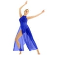 thumbnail image 4 of Zaldita Women Sleeveless Dance Dress Lyrical Dancing Costume Sequined Mesh Dance Leotard Dress Blue Medium, 4 of 7
