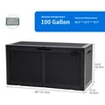 thumbnail image 5 of Dextrus 100 Gallon Large Deck Box Upgrade Resin Outdoor Storage Boxes, Waterproof Patio Cushion Storage Bench for Patio Furniture, Pillows, Pool Supplies, Garden Tools- Rattan,Lockable (Black), 5 of 6