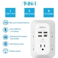 thumbnail image 2 of Regleta de enchufes Addtam con cargador USB y protector contra sobretensiones, 5 tomas, 2 of 7