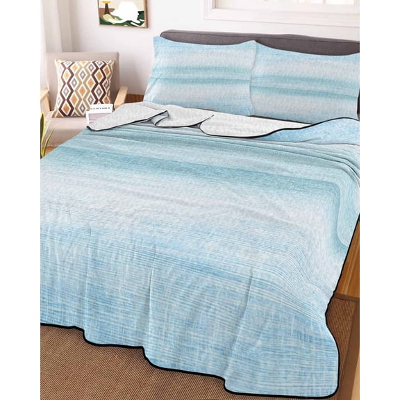 Gradient Aqua Blue King Size Down Alternative Comforter,Lightweight Comforter Quilt Bedding Set with Pillow Shams Modern Rustic Minimalist Pastel Solid All Seasons Bed Comforter Duvet Insert 96"x106"