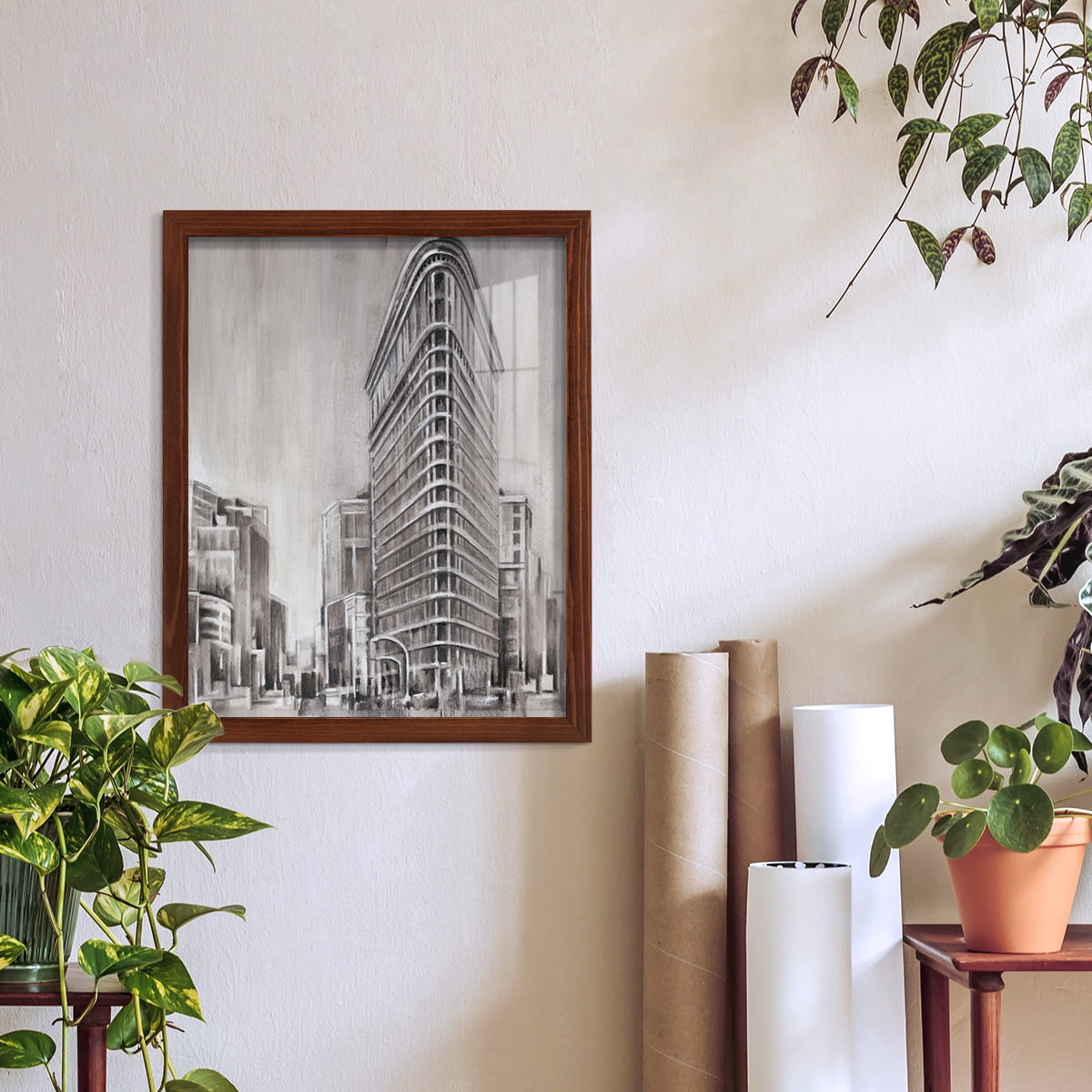 Art Deco Cityscape II -Framed Print w/glass-Chestnut