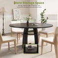 thumbnail image 4 of Space-Saving Modern Round Dining Table for 4-6,Modern Farmhouse Kitchen Table with Storage Shelf,Adjustable Feet,Easy Assembly & Cleaning for Dining Room, Living Room, Apartment, 4 of 7