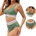 thumbnail image 3 of Hicidod Women High Waisted Bikini Sets Tummy Control Swimsuits 2 Piece Color Block Front Cross Sexy Bathing Suit for Women, 3 of 7