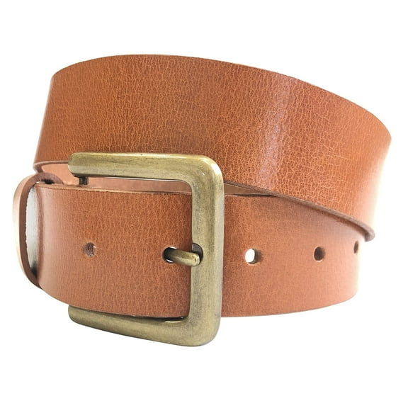 1.5"(38mm) Tan Full Grain Leather Belt Handmade in Canada by Zelikovitz Size 26-46 Size: 42 for 40" Waist