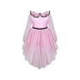 thumbnail image 2 of Girls Dress Pink Polka Dot Lace Ruffle Velvet Hi-lo Skirt Bubble Long Sleeve 5 Years, 2 of 6