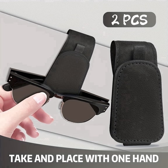 2 Pcs Sunglasses Holder for Car Magnetic Glasses Clip Car Visor Accessories Black