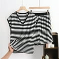 thumbnail image 2 of ZJXFGS Womens Summer Pajamas, Pajama Sets for Women 2 Piece, Women's Shorts Short Sleeves Casual Two Piece Pajamas Casual Suit, Summer Pjs for Women Set Black 2XL, 2 of 9