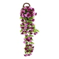 thumbnail image 2 of Guirnalda de flores colgantes de glicina artificial para arco de boda, pared, jardín, valla, decoración de interior y exterior, púrpura y blanco, 85 cm, 2 of 9