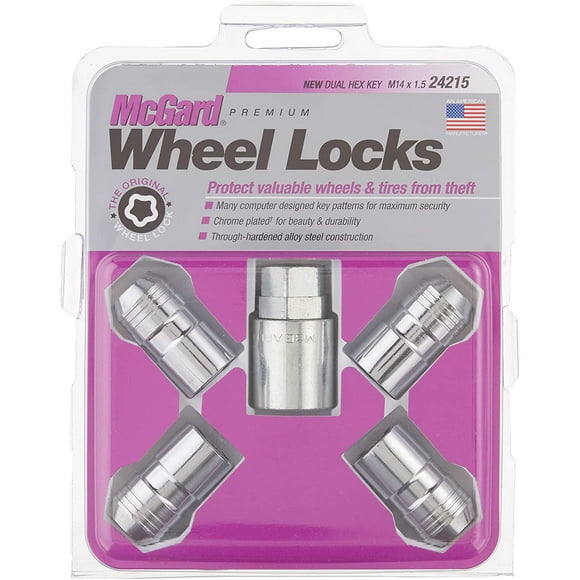 McGard 24215 Chrome M14 x 1.5 Thread Size Cone Seat Wheel Lock Set, (Set of 4)