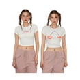 thumbnail image 4 of Yunliwuli Women Crop Basic T-Shirts Summer Bow/Fruit Print Short Sleeve Tops Casual Pullovers for Streetwear Aesthetic Clothes, 4 of 9