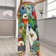 thumbnail image 2 of Colorful Birds Pattern Pajamas For Women Loose Retro Night Pajama Pants Comfortable Sleepwear Bottoms Homewear, 2 of 6