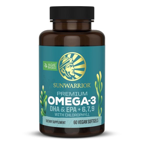 Sunwarrior Organic Omega-3 Fish Oil Capsules, DHA & EPA for Brain and Heart, 60 ct