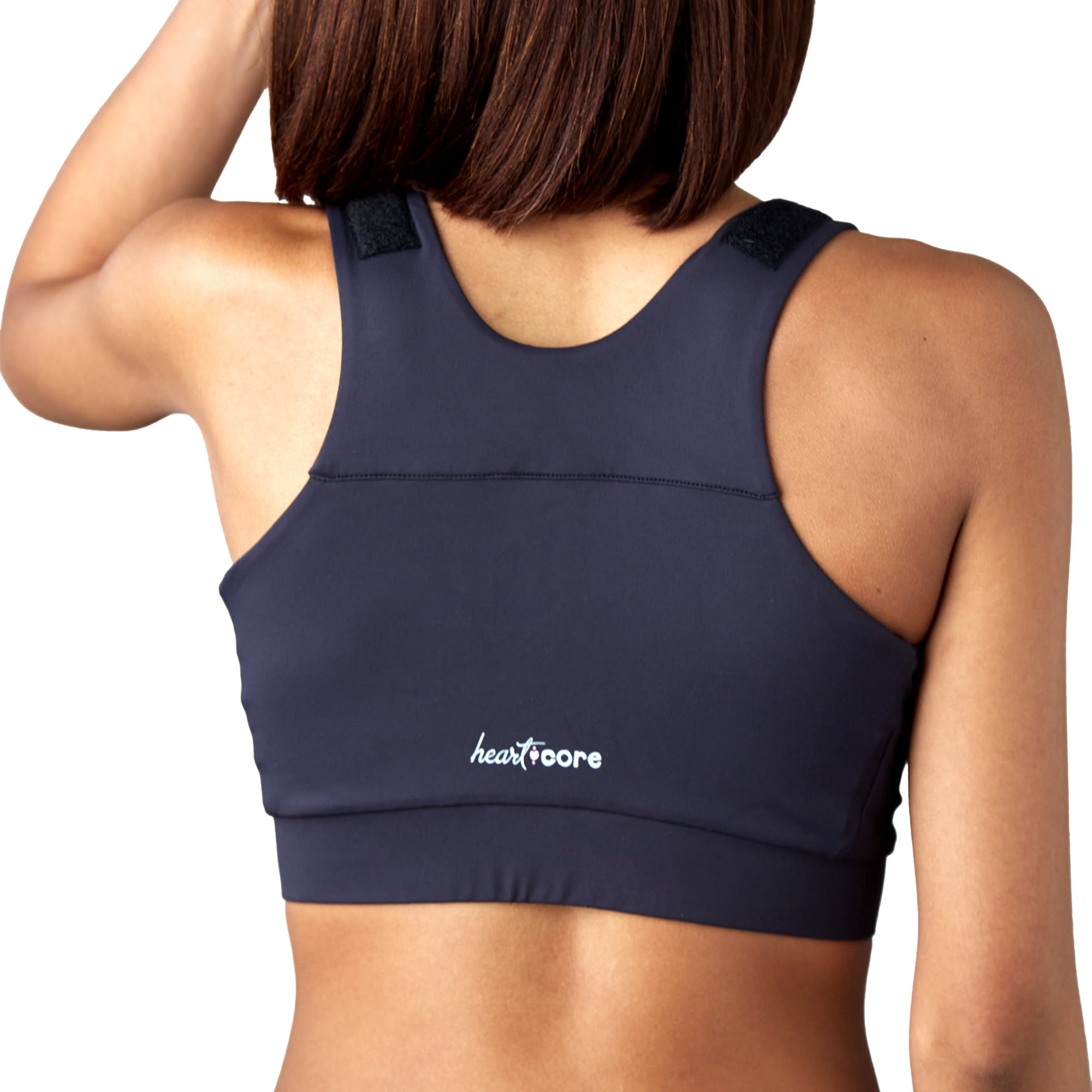 heart&core Shirl Bra, Post-Surgery, Racerback Zip Bra, Black, Small, 1 Ct