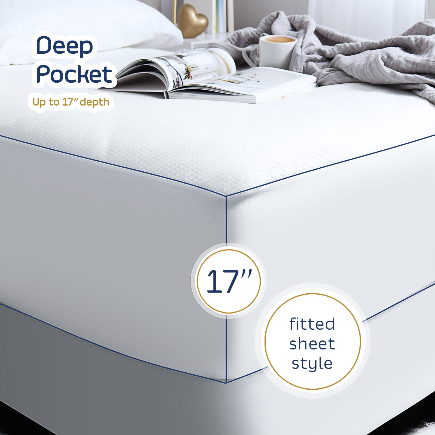 Lammaloe Waterproof King Mattress Protector, Premium Cooling Mattress Pad, Mattress Cover Fits Mattresses Up to 21 inches