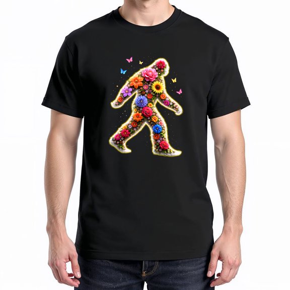 Floral Bigfoot Shirt T-Shirt – Sasquatch Graphic Adventure – Women’s Outdoor Wear