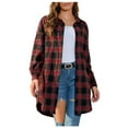 thumbnail image 2 of Delliss Fall Plaid Shirt For Women Basic Lapel Button Casual Cardigan Top Long Sleeve Jacket, 2 of 9