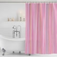 thumbnail image 2 of Pink Orange Blue Stripe Shower Curtain Set - Small 36" x 72" Washable Bathtub Curtain with 12 Hooks, Modern Abstract Art Striped Farmhouse Waterproof Fabric Stall Shower Curtains for Bathroom Décor, 2 of 6