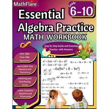Mathflare Workbooks Essential Algebra Practice Workbook 7th to 10th Grade: Algebra Essential Practice Workbook Grade 7-10, Distributing Term, Book 1, (Paperback)