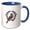 Blue/White, variant on 3drose, Colorado Lark Bunting Bird Surrounded by Blue Columbine, 11oz Two-tone Red Mug