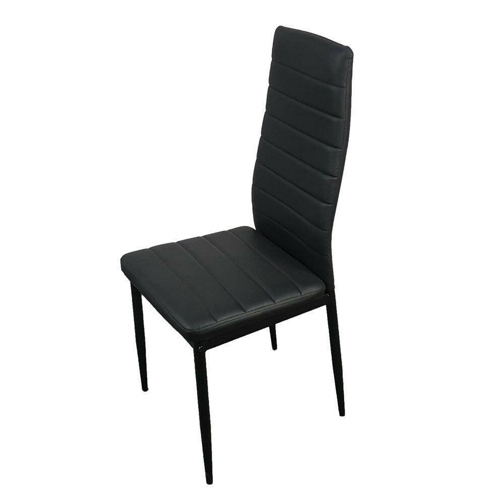 Set of 4 Dining Chairs High PU Leather Elegant Design for Home Kitchen Black