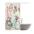 thumbnail image 2 of SUNENAT Antique Paris Eiffel Tower Bicycle Flowers in Vintage Newspaper Waterproof Polyester Shower Curtain Bathroom 72(Wide) x 84(Height) Inches, 2 of 3