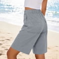 thumbnail image 6 of SwiftWear Women's Bermuda Shorts High Waisted Stretch Elastic Waist Pockets Knee Length Work Casual Dressy Summer Trousers for Office Daily, 6 of 9