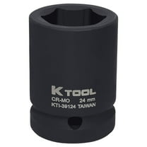K-Tool 39124 24mm x 3/4" Drive 6pt Metric Standard Impact Socket