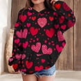 thumbnail image 2 of TIREOW Girls Hoodies Cute Heart Print Long Sleeve Hooded Sweatshirts Trendy Versatile Loose Casual Pullover Sweatshirts Tops, 2 of 5