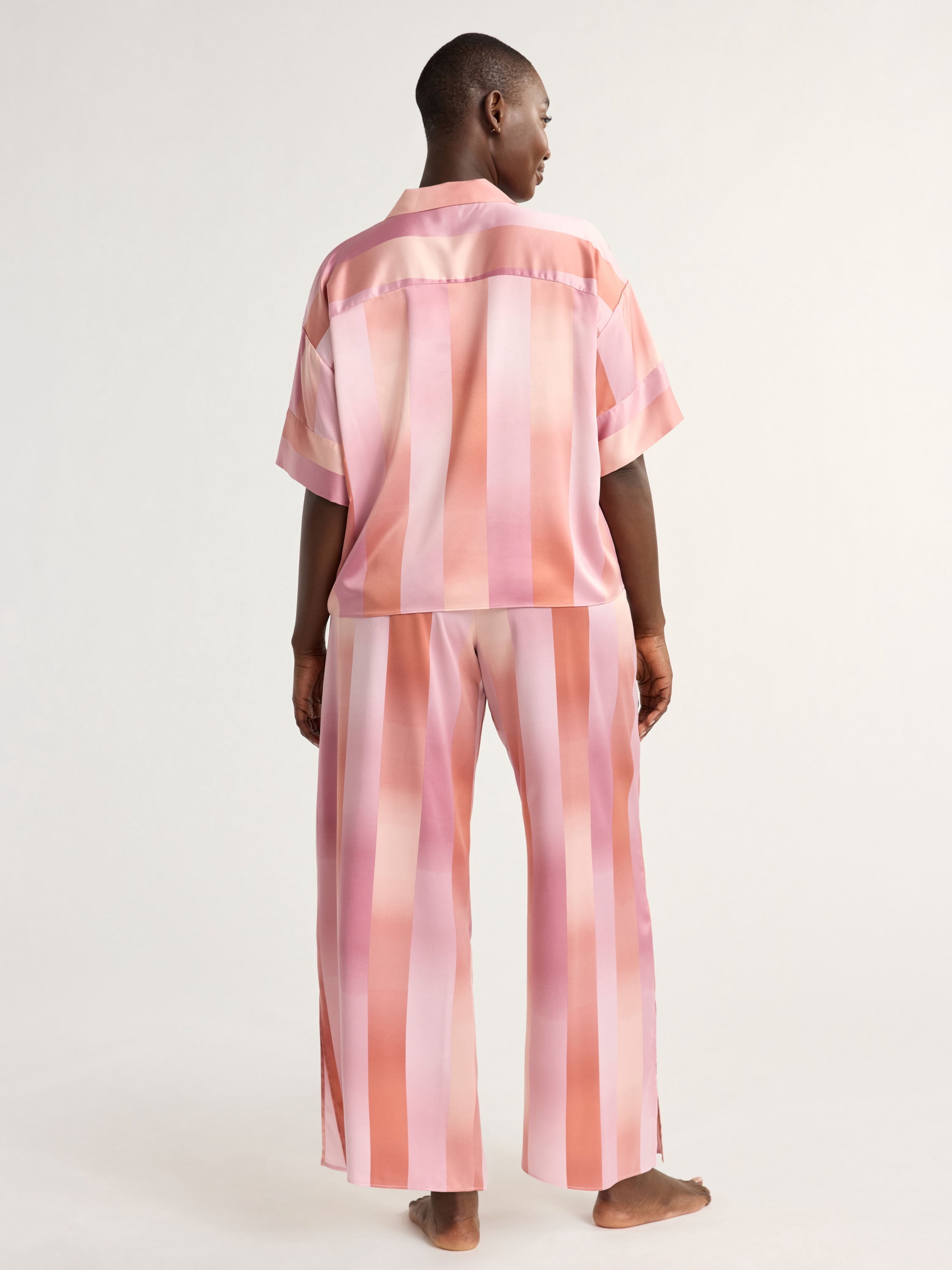 Joyspun Women’s and Women’s Plus Stretch Satin Pajama Set, Sizes S to 3X