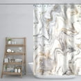 thumbnail image 2 of Extra Long Shower Curtain 72x84 inch Length, Marble Fabric Shower Curtain Set for Bathroom, Water Resistant Polyester Fabric Washable Machine Washable, 2 of 5