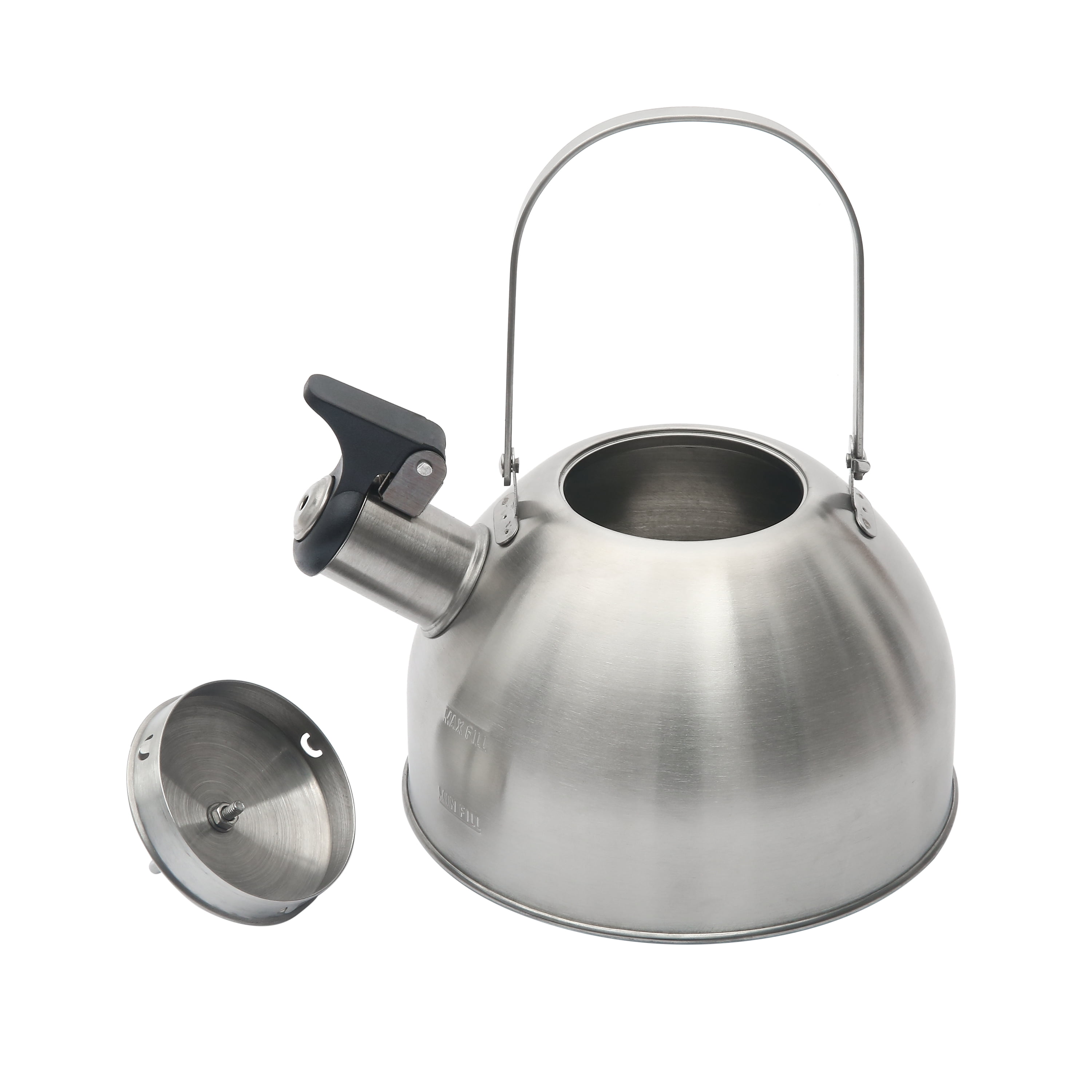 Milestone Stainless Steel Whistling Camping Kettle Silver 2L 