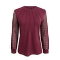 thumbnail image 4 of BUIgtTklOP Women's Waffle Knit Tops Dressy Business Casual Blouses Lace Long Sleeve Work Shirts Fall Clothes, 4 of 5