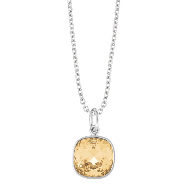 Collar para Mujer con Cristal Fino Swarovski en forma de Cuadrado Cuadrado, Bañado en Rodio- Collar Elegante y Brillante-Collares de Mujer de Moda- Joyería para Mujer de Moda- Regalo especial Ortiz Espinosa Temporada
