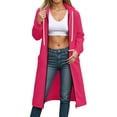 thumbnail image 4 of Inglocry Women Casual Zip up Polyester Hoodies, Fashion Long Hoodies Sweatshirts, Oversized Casual Fall Winter Hoodie Jackets Hot Pink 2XL, 4 of 5