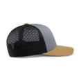 thumbnail image 3 of Pacific Headwear Trucker Snapback Cap 104C Heather Grey/Lt Charcoal/Amber Gold Os, 3 of 8