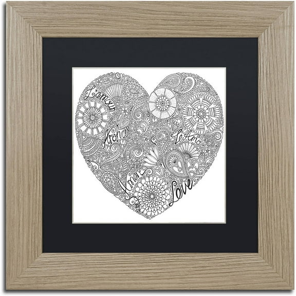 Trademark Fine Art "Love Heart" Canvas Art by Hello Angel, Black Matte, Birch Frame