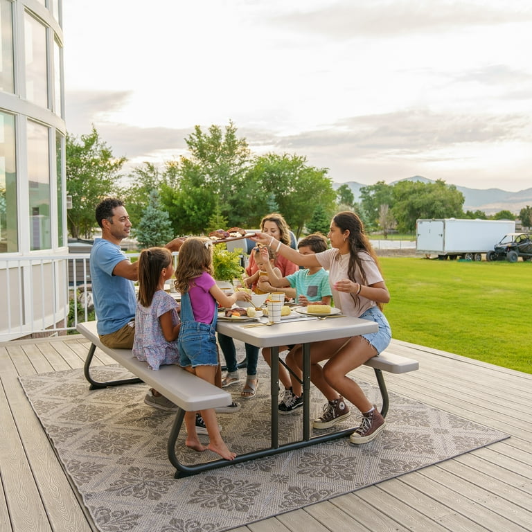 Lifetime 8-Foot Classic Folding Polyethylene Picnic Table, Almond