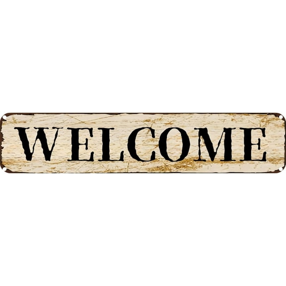 Vintage Metal Tin Sign Welcome Retro Wall Decor for Home, Cafe, and Garden - Aluminum Sign for Men & Women 4"x16"