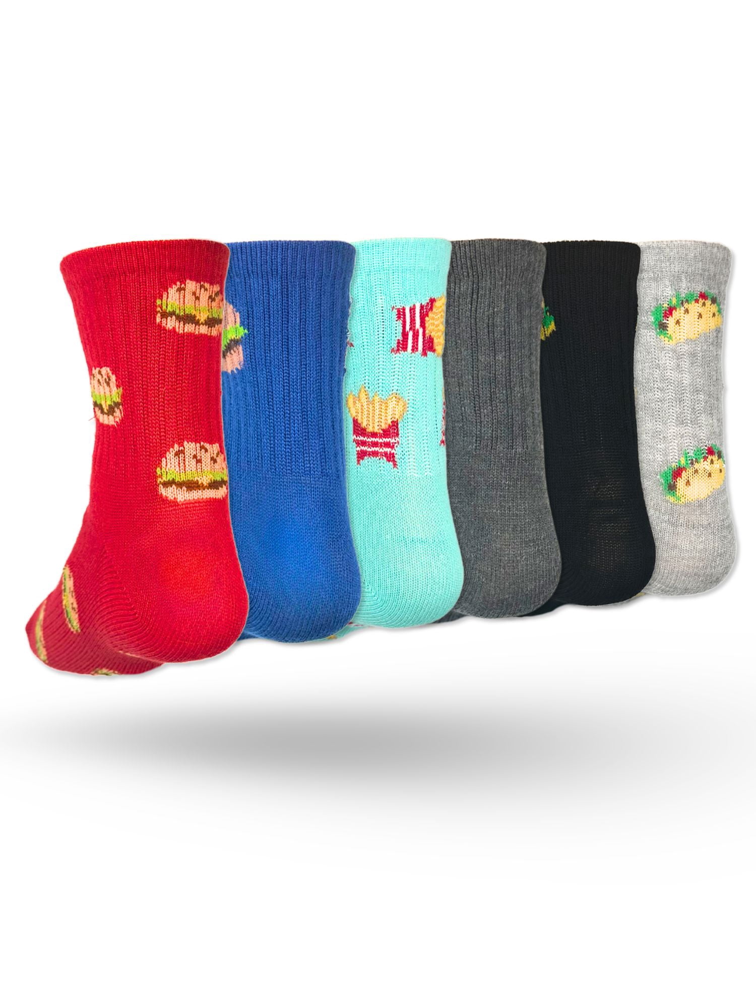 Wonder Nation Boys Snack Food Mid-Crew Socks, 6-Pack, Sizes S-L
