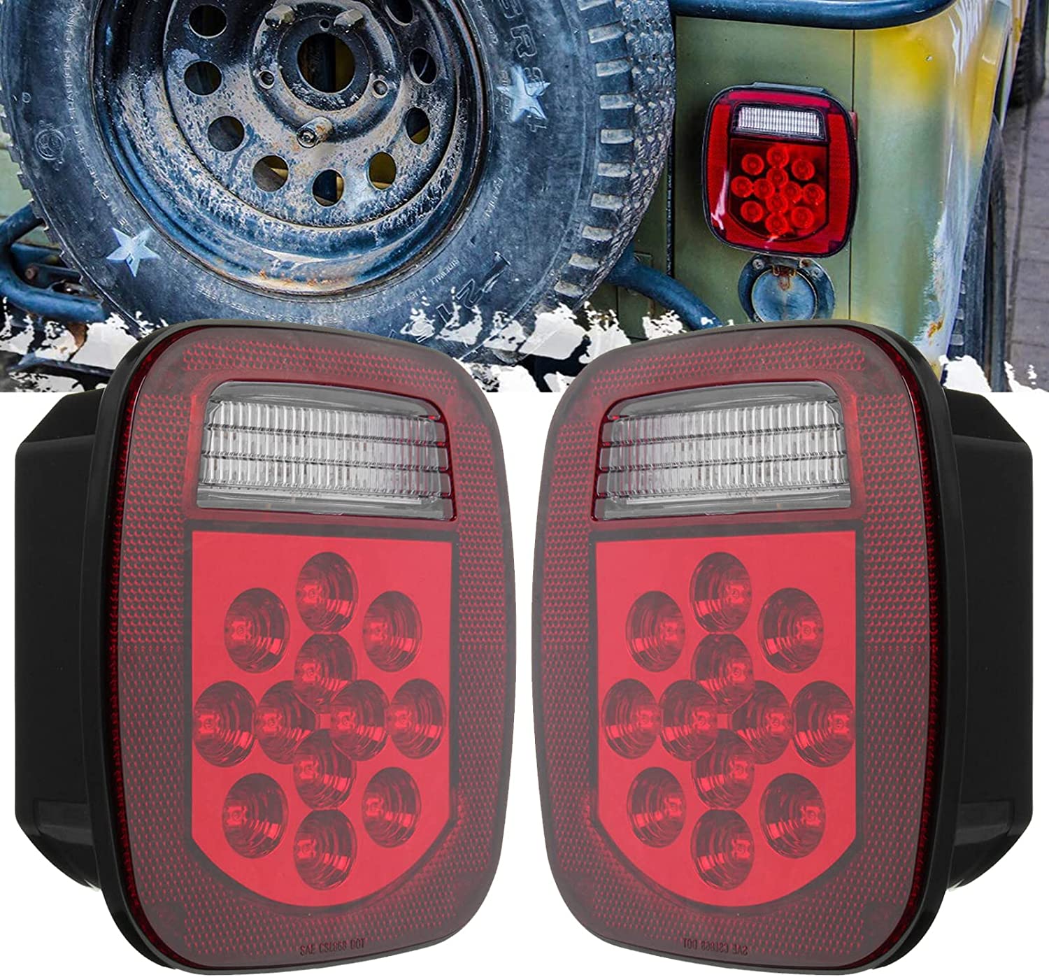 VINAUO 2X Trailer Tail Lights, 39 LED Trailer Light Kit, Stop Turn Tail