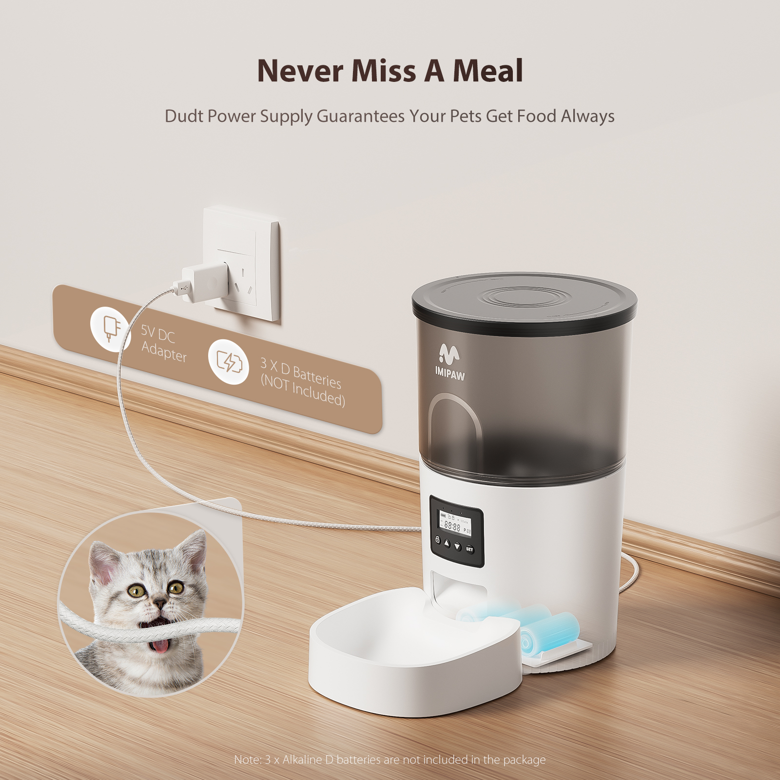 IMIPAW Automatic Cat Feeder, 3L Timed Dispenser photo 6