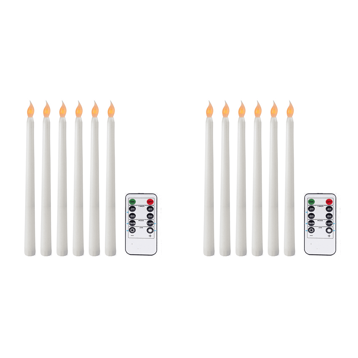 12Pcs Flameless Taper Candles Flickering with 10-Key Remote Timer, Battery Operated LED Candlesticks Window Candles